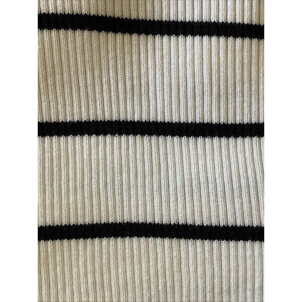 Lauren Ralph Lauren Black Ivory Stripe Short Sleeve Turtleneck Womens S Nautical - Picture 6 of 6